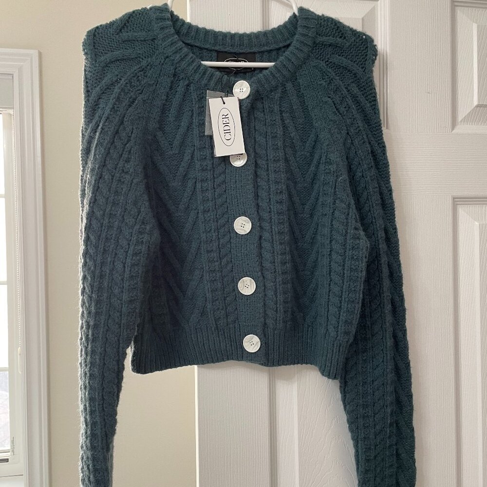 CIDER Peacock Button Up Cardigan - Size Small